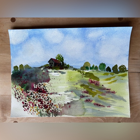 Beautiful Handpainted abstract watercolour landscape - Picture 1 of 1